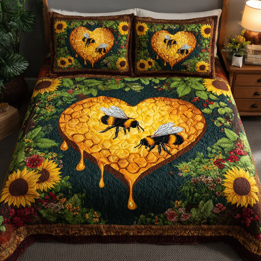 Bee Bliss Quilted Bedding Set Bed Decor Bee Themed Presents