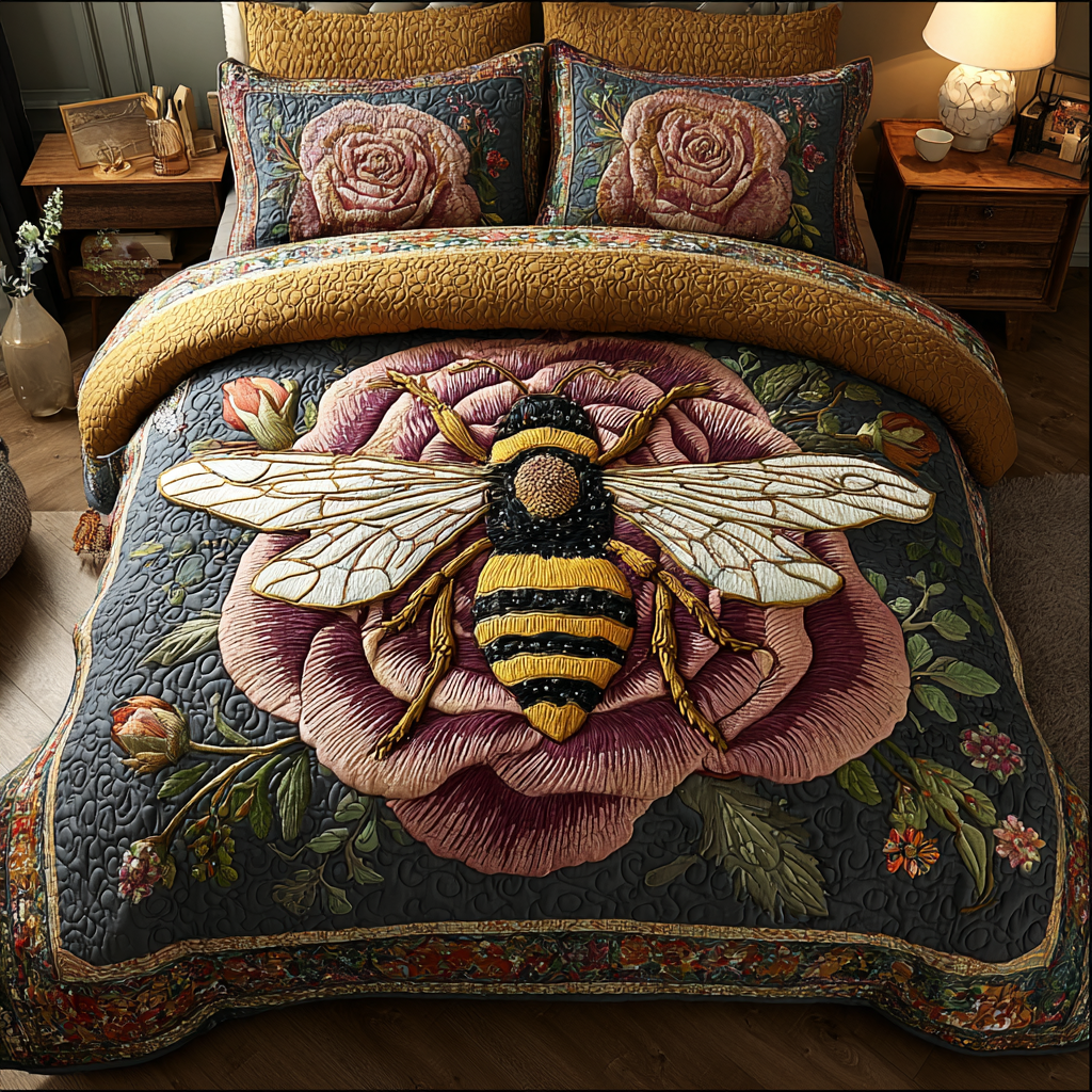 Bee Bliss Quilted Bedding Set Bedspread Set Bee Gifts And Merchandise