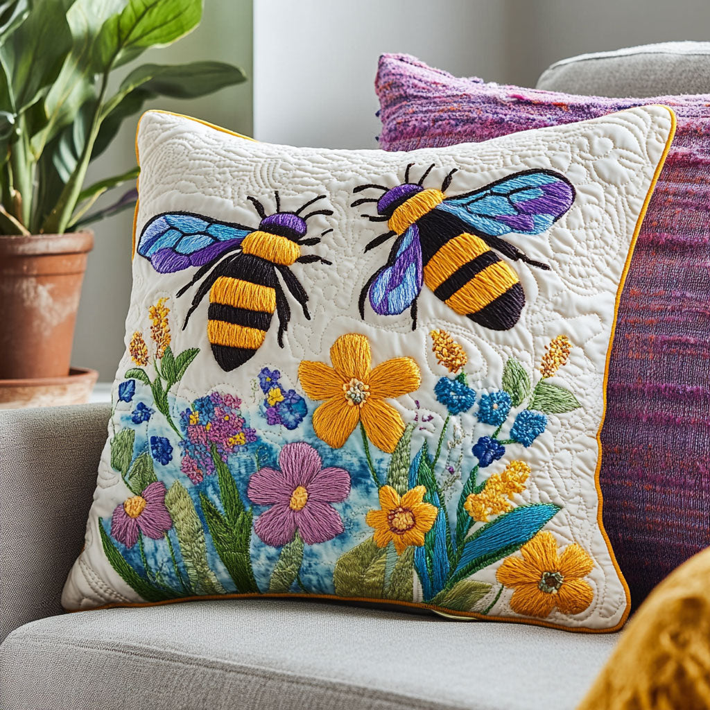 Bee Bloom Quilt Pillow Case Elegant Pillow Case Set for Bedroom Decoration