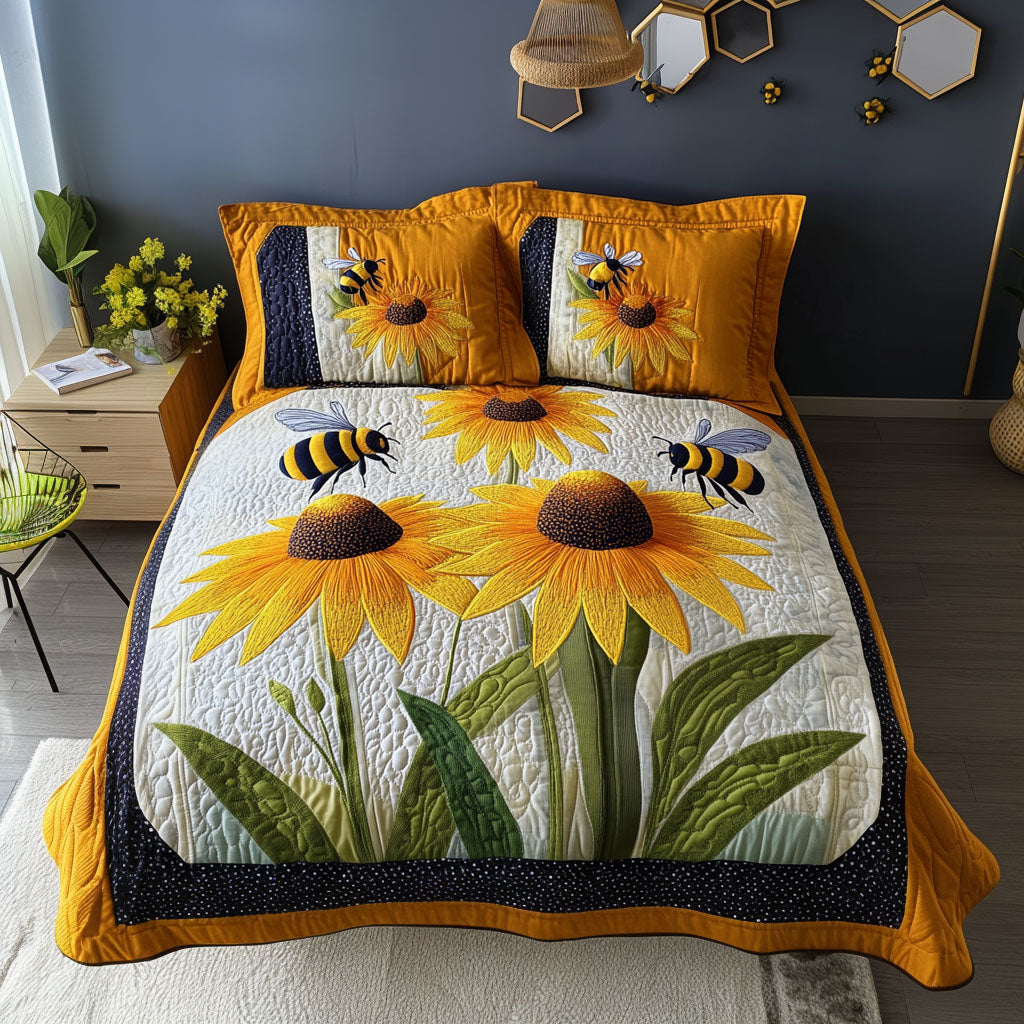 Bee Blossom Quilted Bedding Set Best Bed Sheet Set Bee Gifts For Her