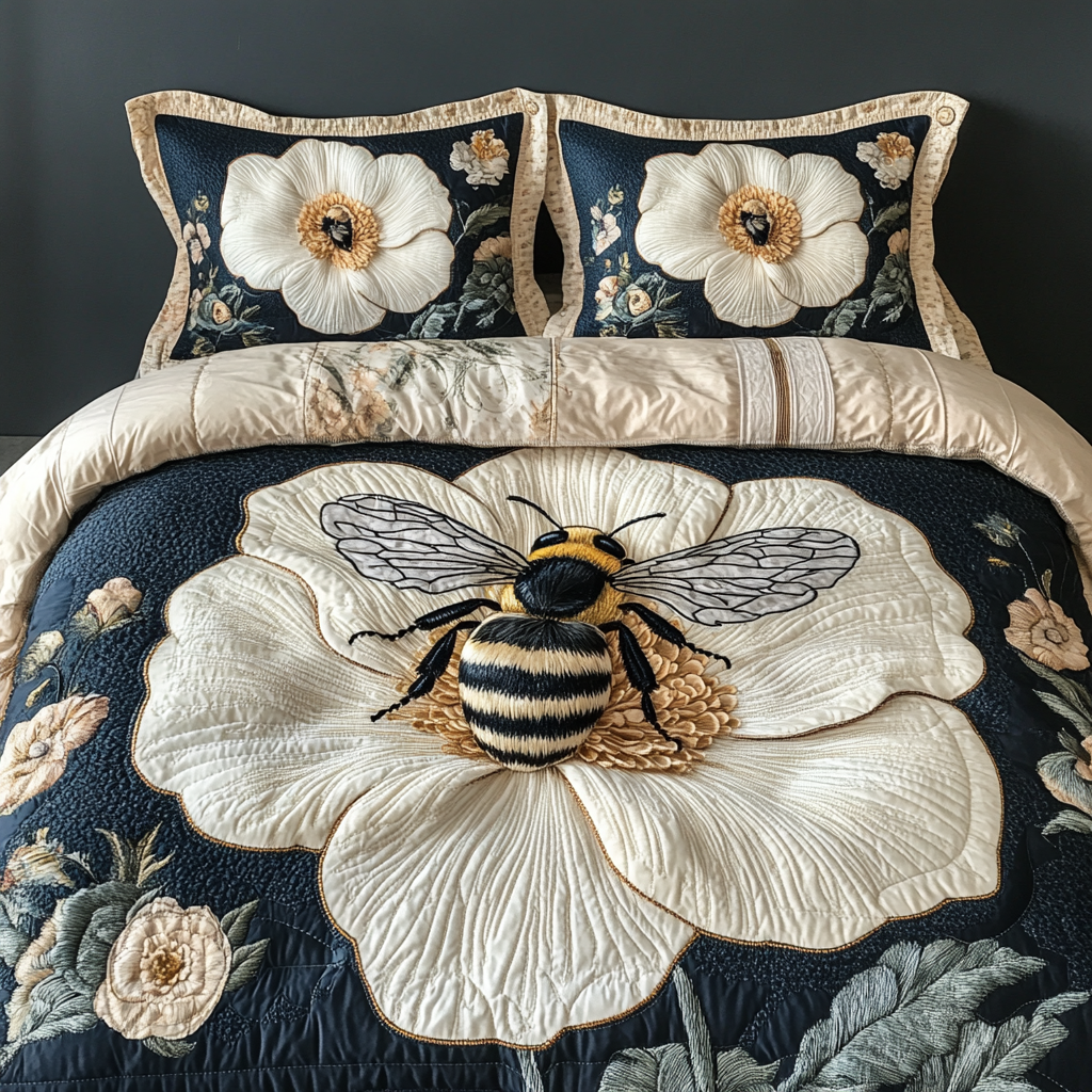 Bee Blossom Quilted Bedding Set Best Bed Sheet Set Bee Merchandise