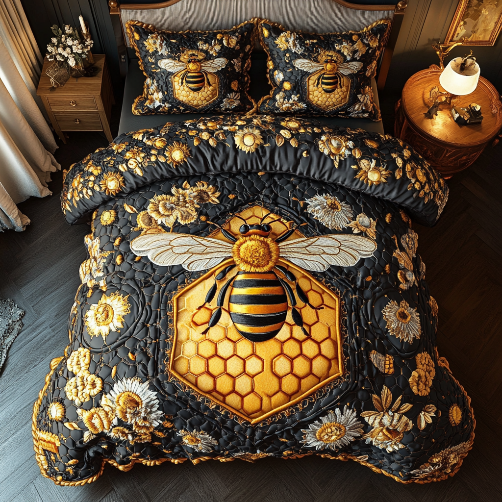 Bee Dance Quilted Bedding Set Best Comforter Sets Gift Ideas For Bee Lovers