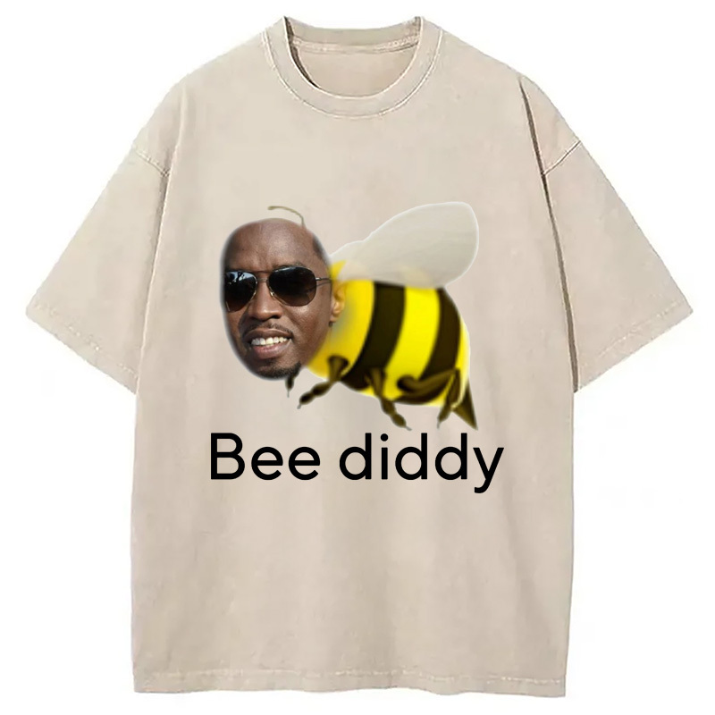 Bee Diddy Meme Washed T-Shirt Unisex Streetwear Graphic Style Gifts For Brother