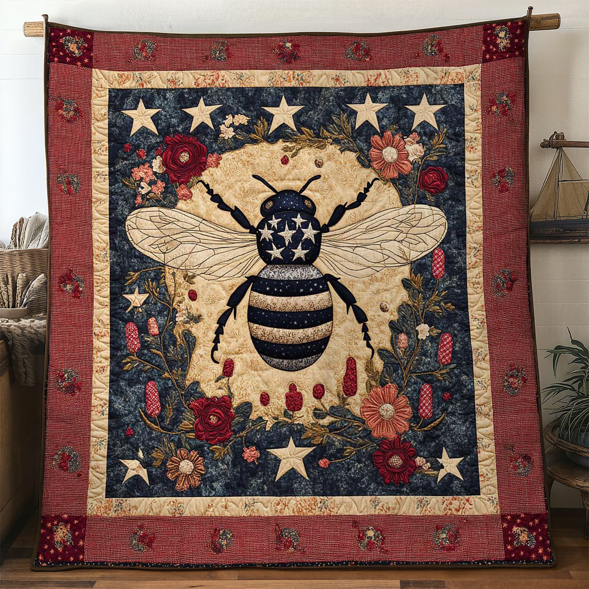 Bee Flair Quilt Beautiful Quilt Blanket Gift for Home Decoration