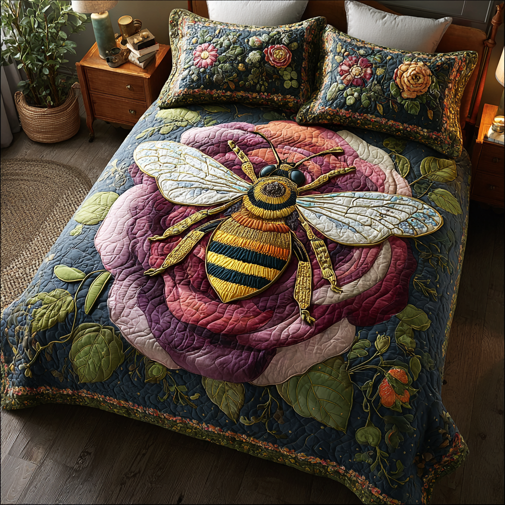 Bee Garden Quilted Bedding Set Best Bed Sheet Set Present Ideas For Bee Lovers