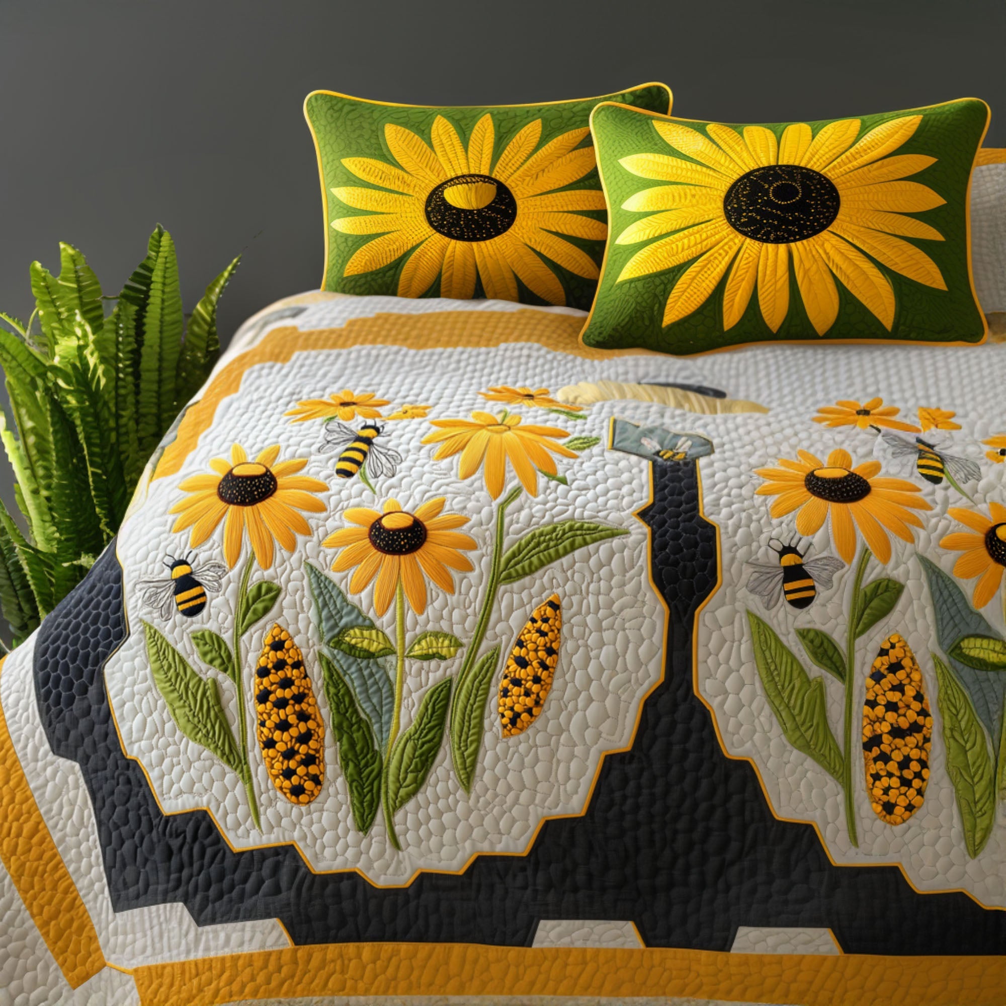 Bee Garden Quilted Bedding Set Best Bedspread Set Bee Themed Gifts