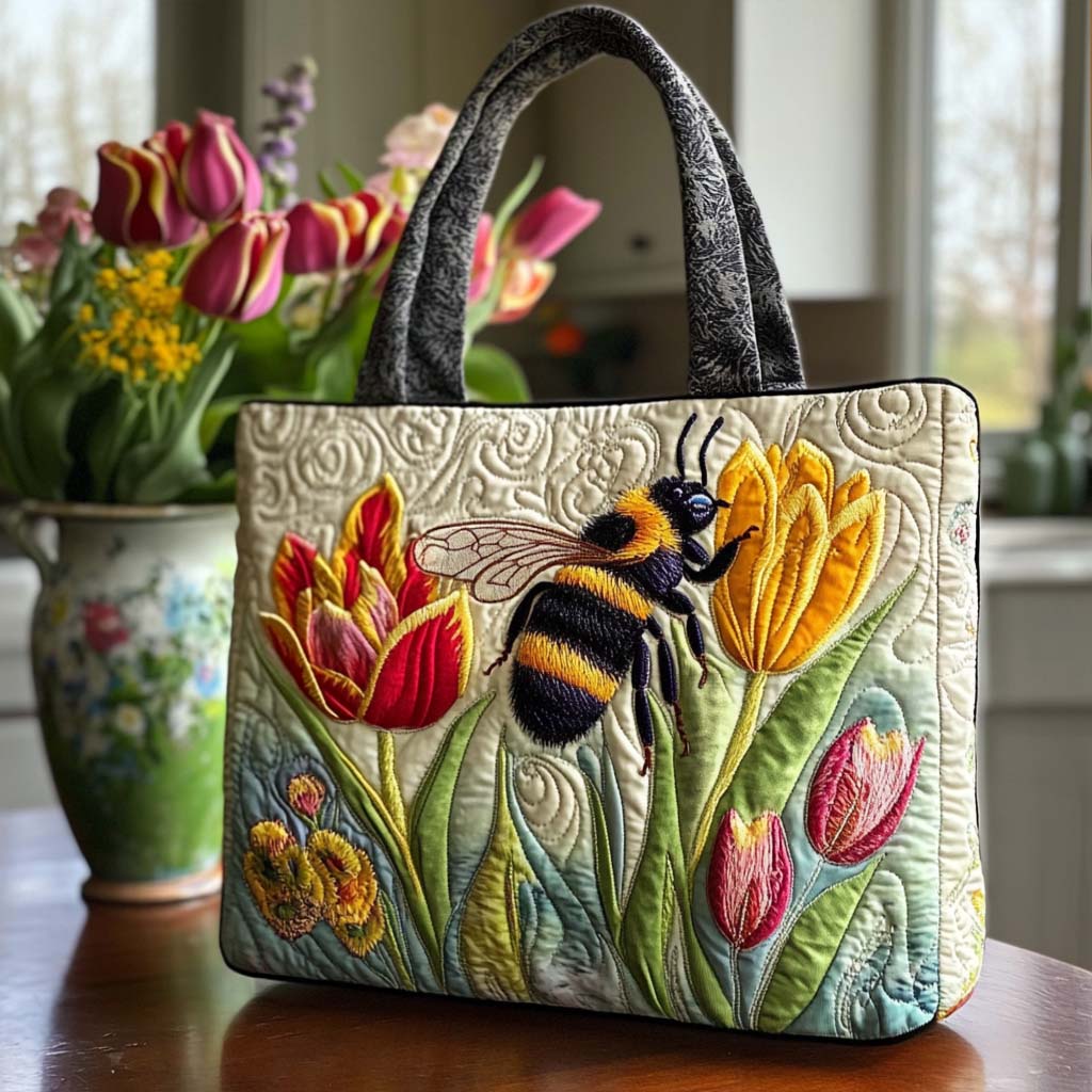 Bee Garden Quilted Tote Bag Bee Birthday Gifts