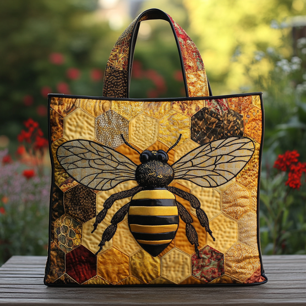 Bee Glow Quilted Tote Bag Bee Present Ideas