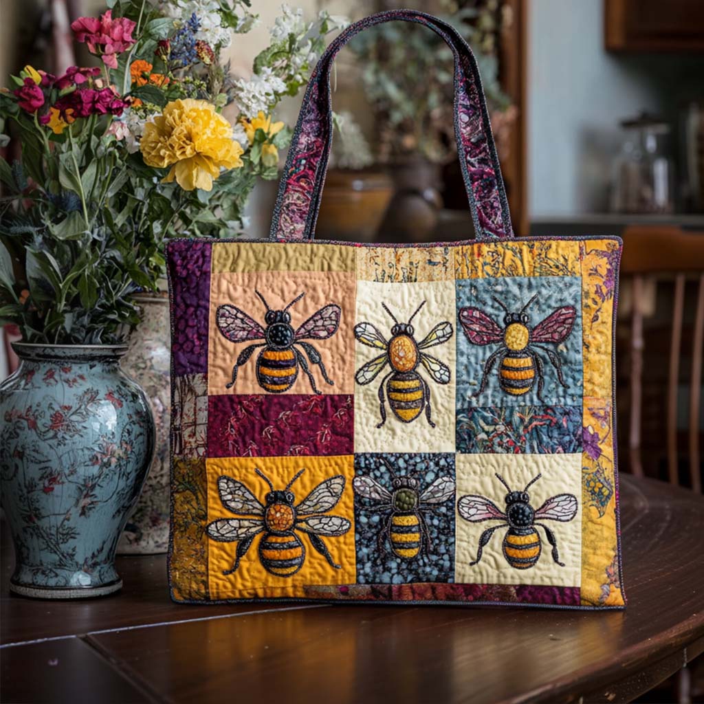 Bee Happy Quilted Tote Bag Bee Themed Presents