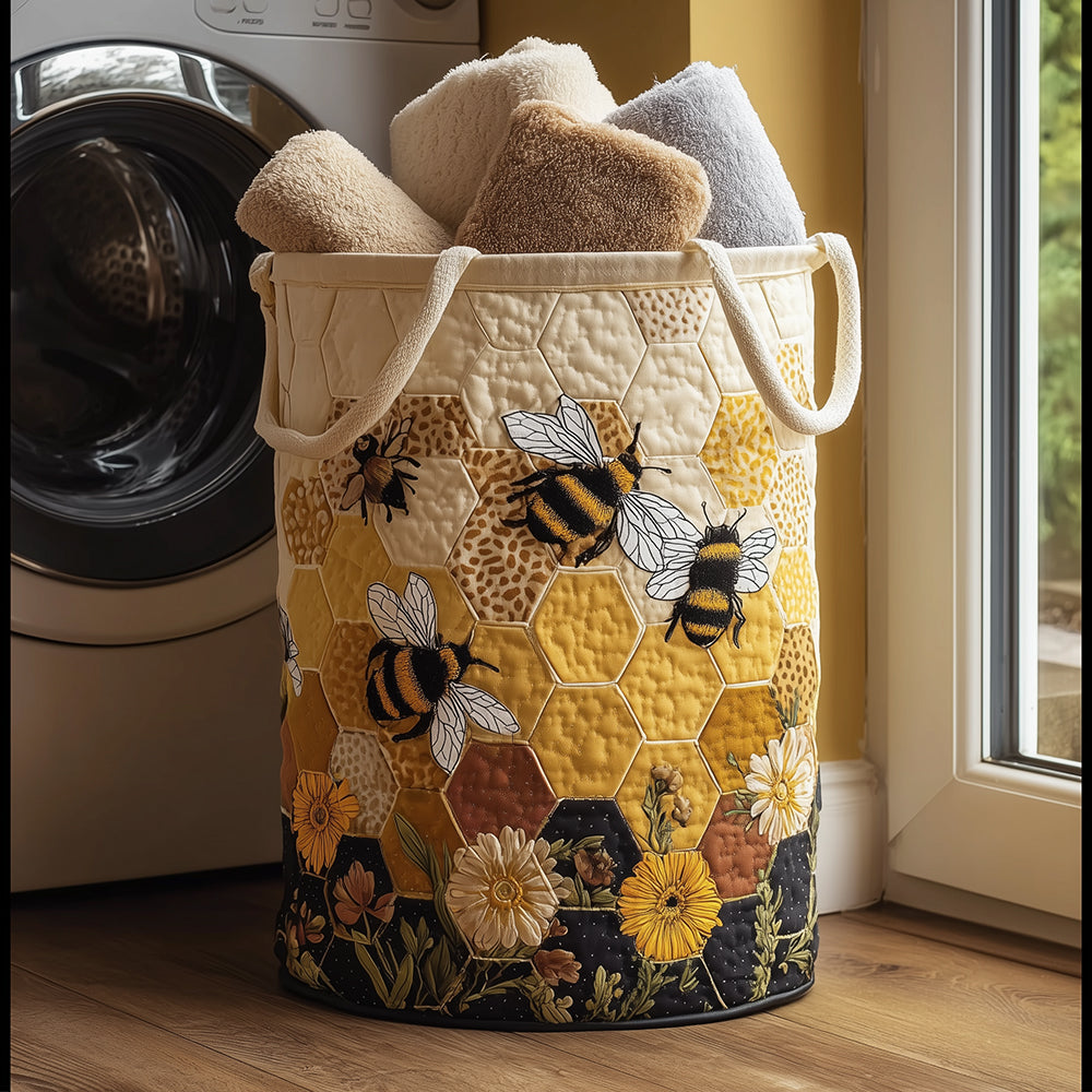 Bee Haven Quilted Laundry Basket Merch For Mom