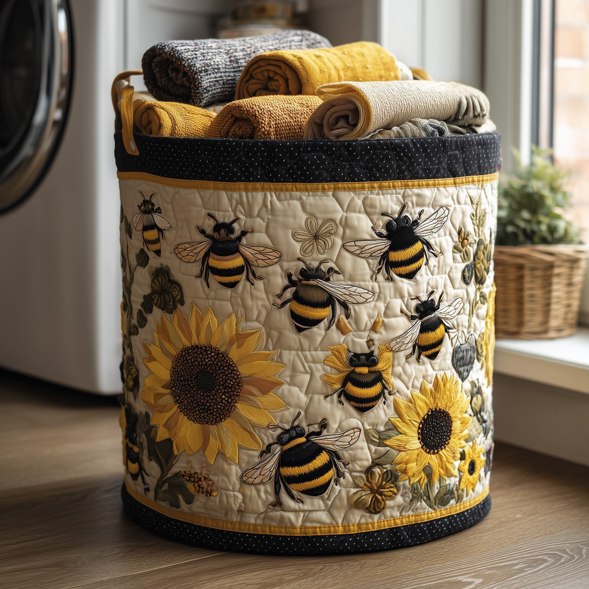 Bee Heaven Quilted Laundry Basket Clothes Hamper Storage Best Present For Bee Fans