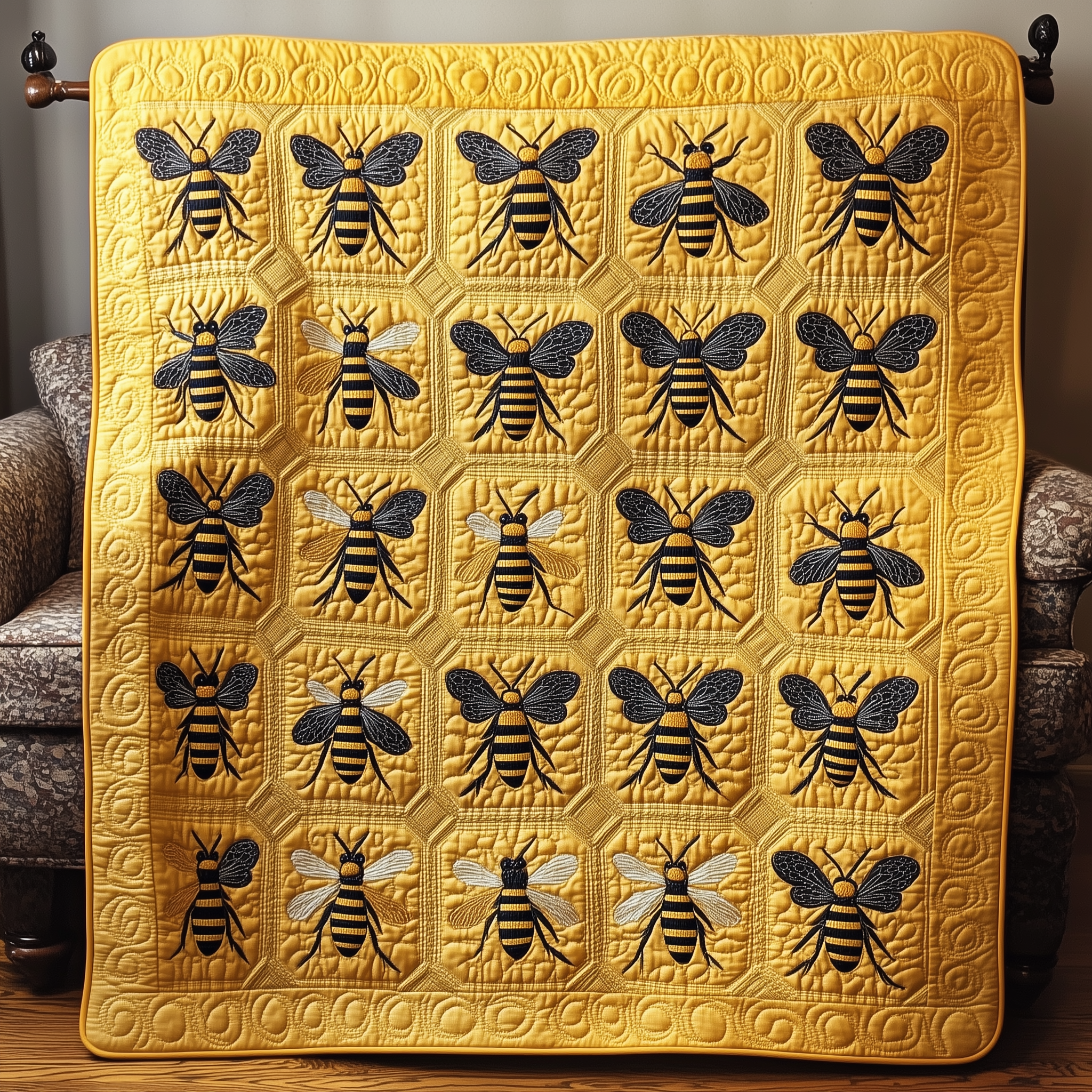 Bee Kind Flower Garden Quilted Blanket Garden Sweet Quilt Present Ideas For Bee Lovers