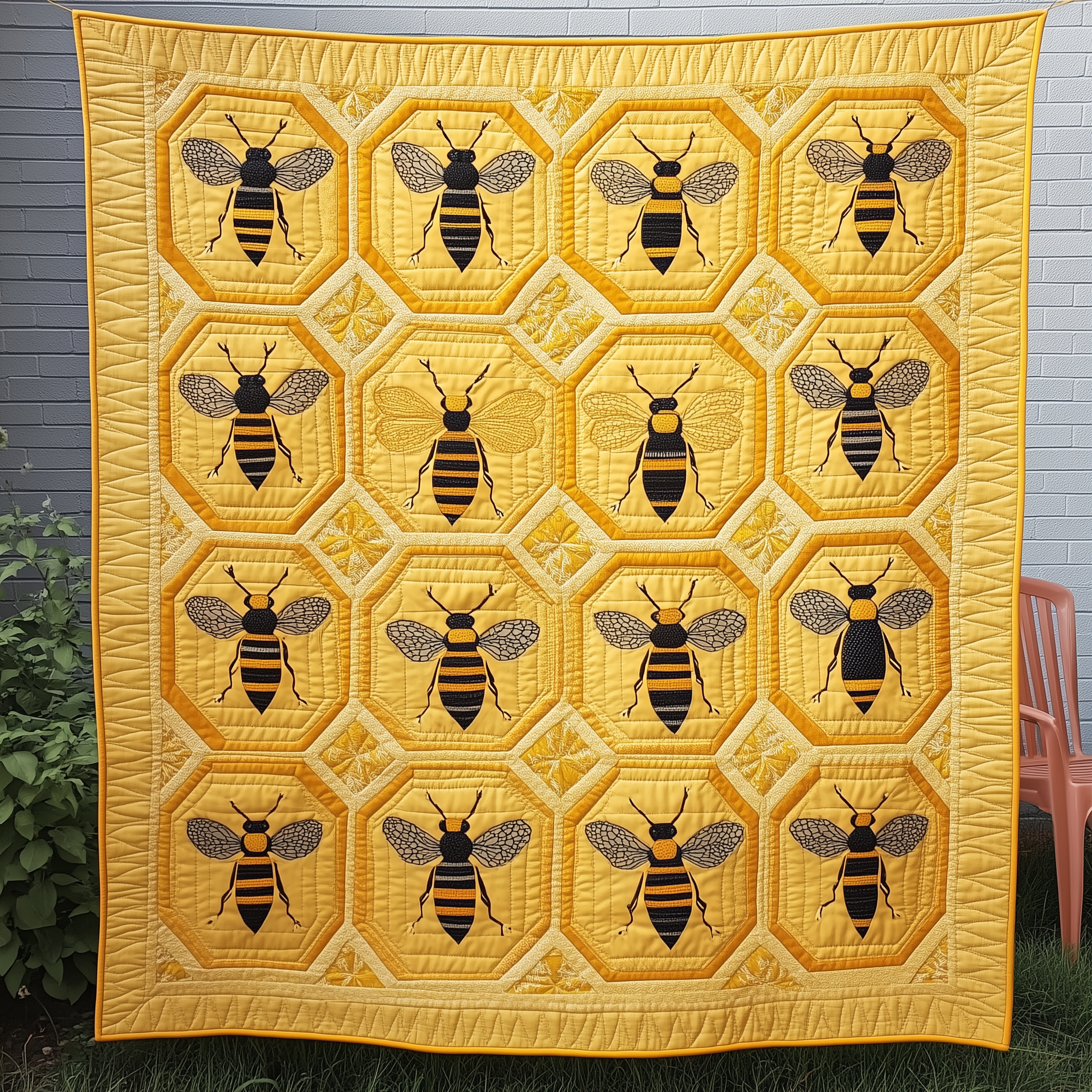 Bee Kind Flower Spring Quilted Blanket Gardener Spring Present Ideas For Bee Lovers
