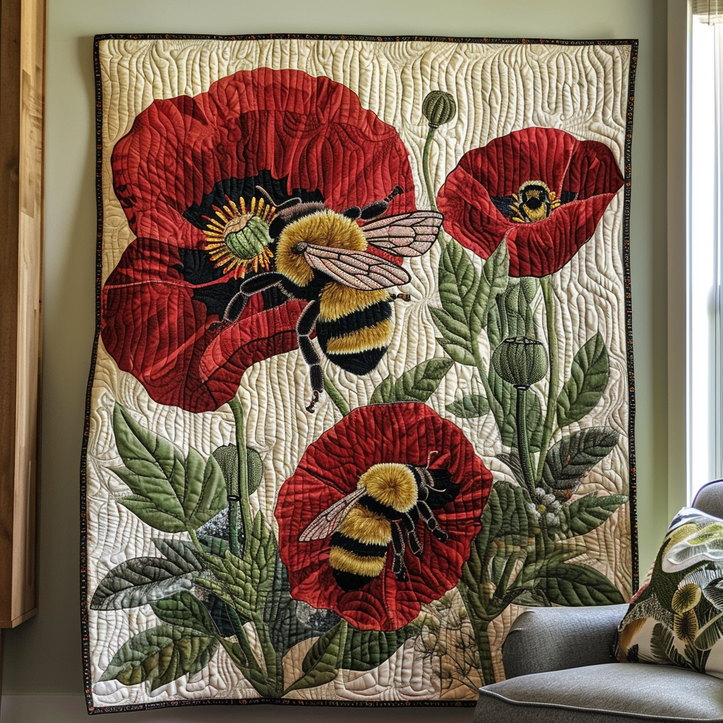 Bee-Kised Blooms Quilted Blanket Cute Fuzzy Blankets