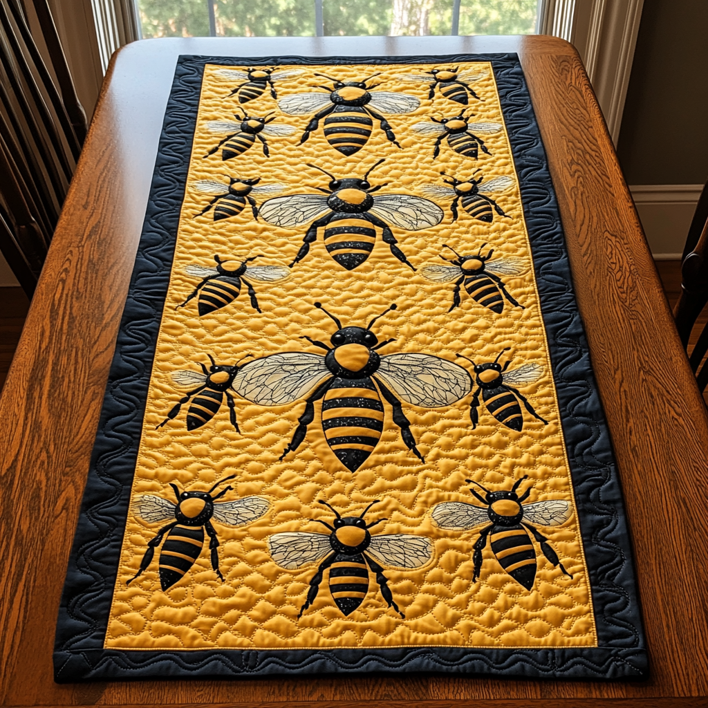 Bee Knees Garden Quilted Table Runner Holiday Table Runner Good Gifts For Mom Birthday