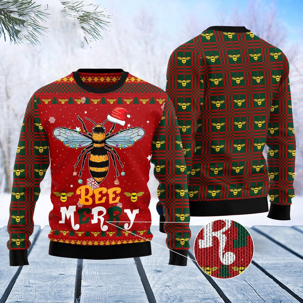 Bee Merry Chirstmas Ugly Sweater Funny Ugly Christmas Sweater Best Secret Santa Gifts