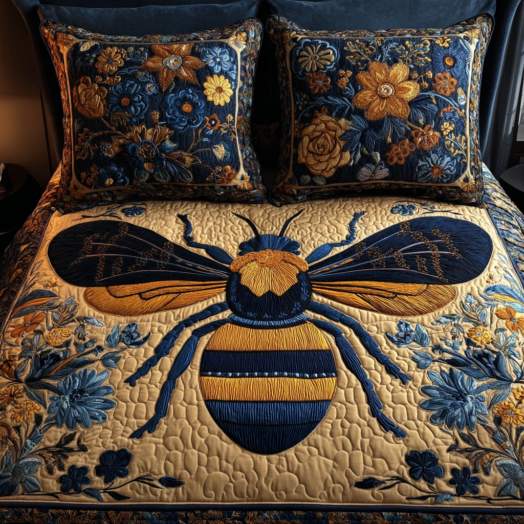 Bee Nest Quilted Bedding Set Christmas Duvet Cover Best Bee Gifts