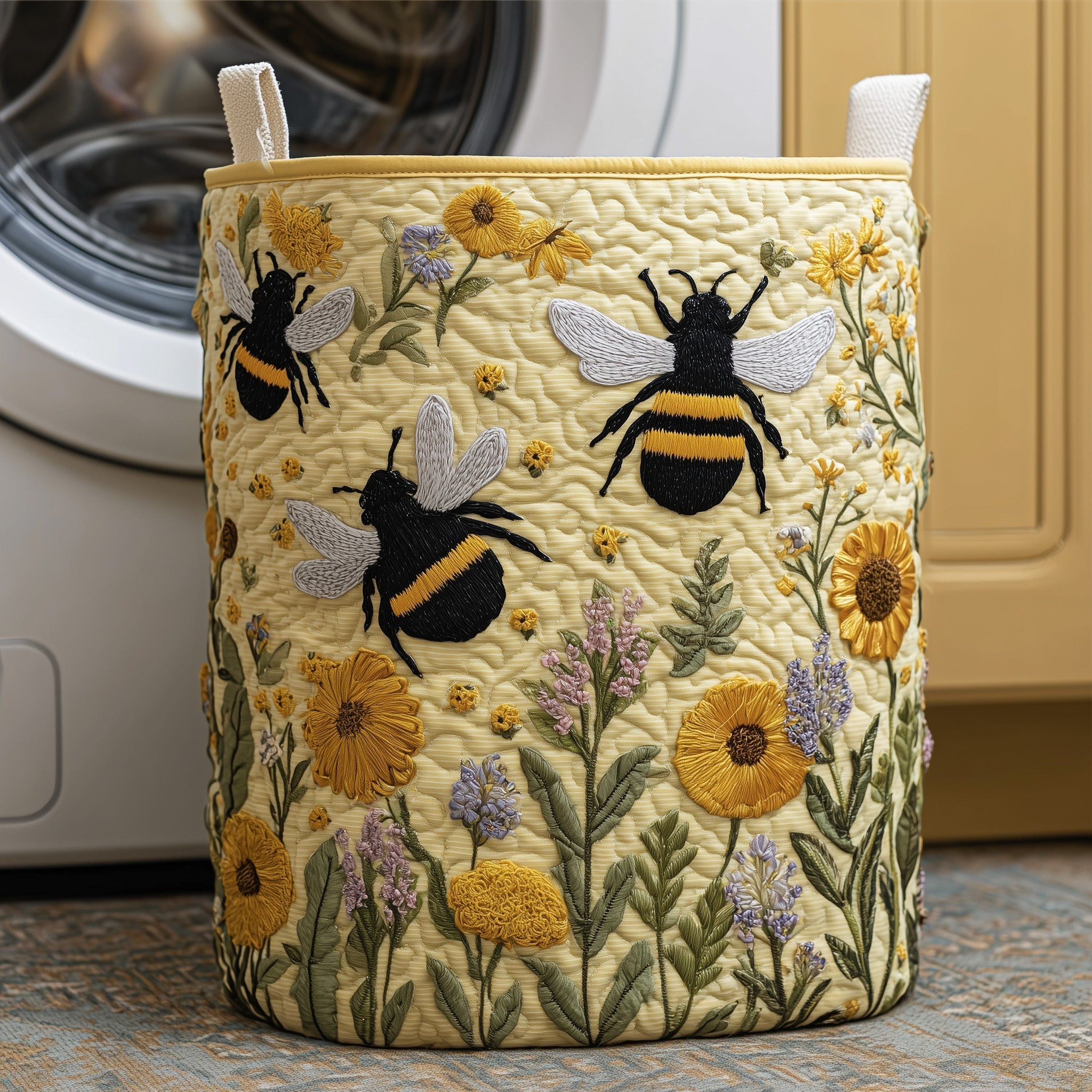 Bee Pollen Garden Quilted Laundry Basket Animal Themed Unique Home Decor Bee Lover Gifts