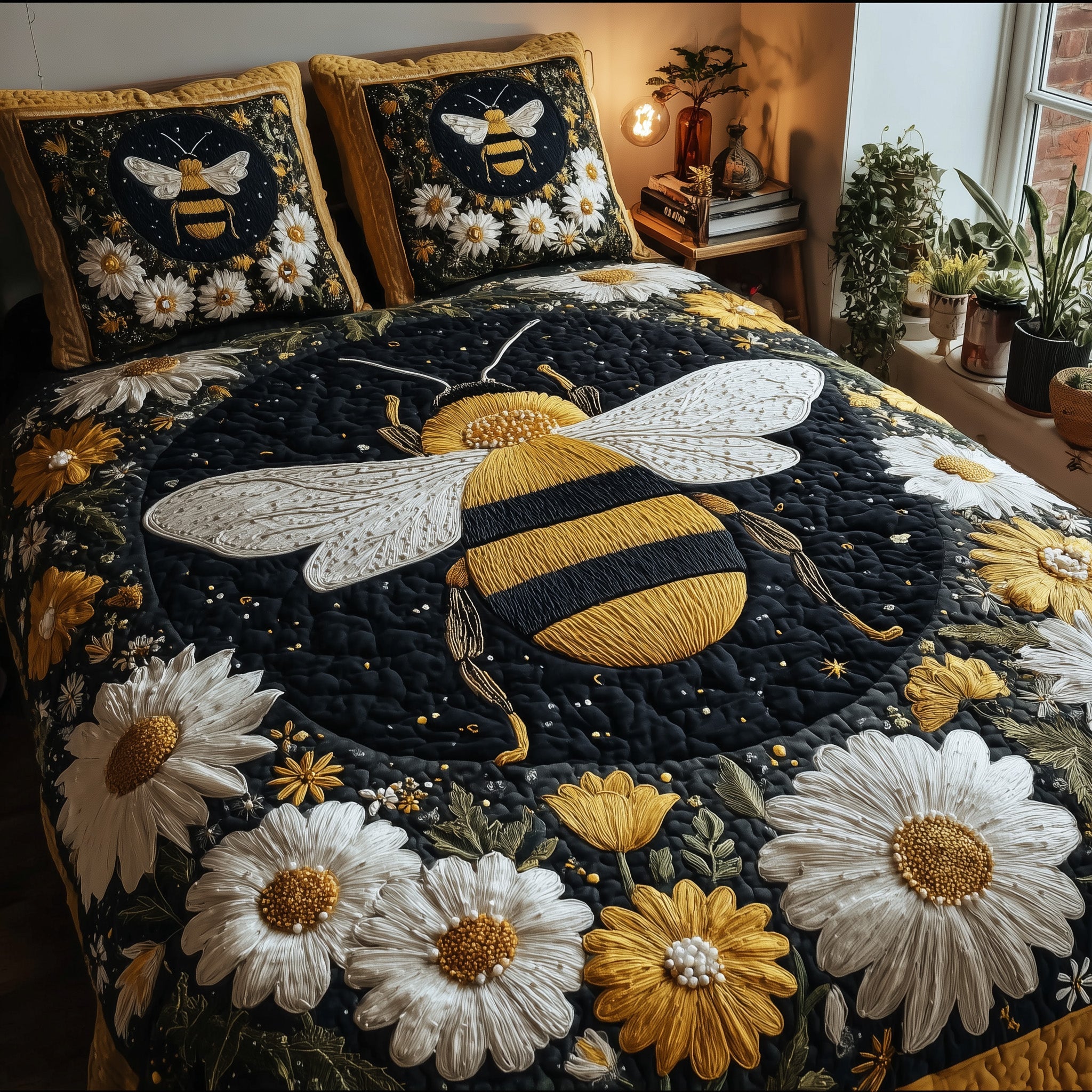 Bee Quilted Bedding Set Duvet Cover Bedspread Bee Birthday Gifts