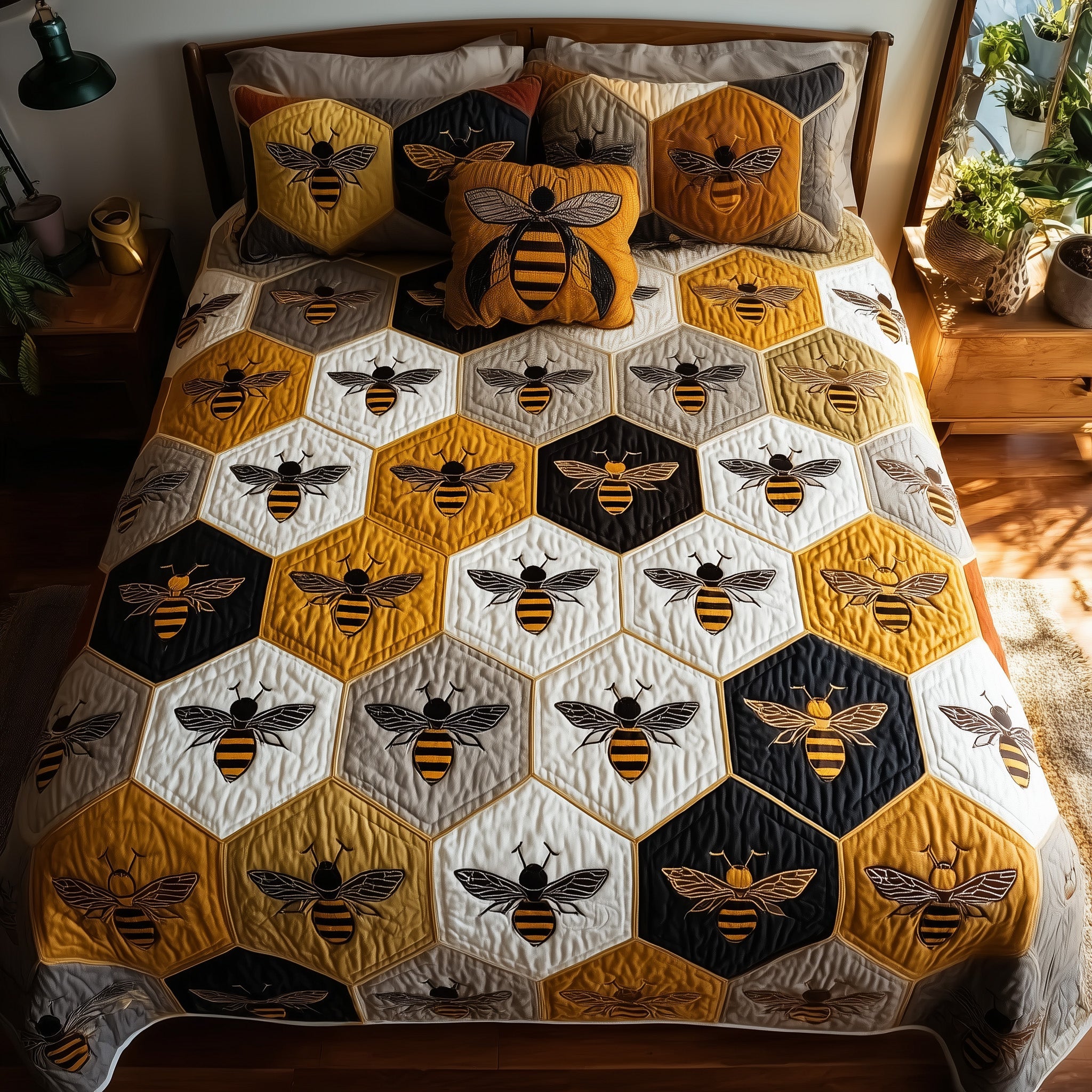 Bee Quilted Bedding Set Duvet Cover Bedspread Best Bee Gifts For Men