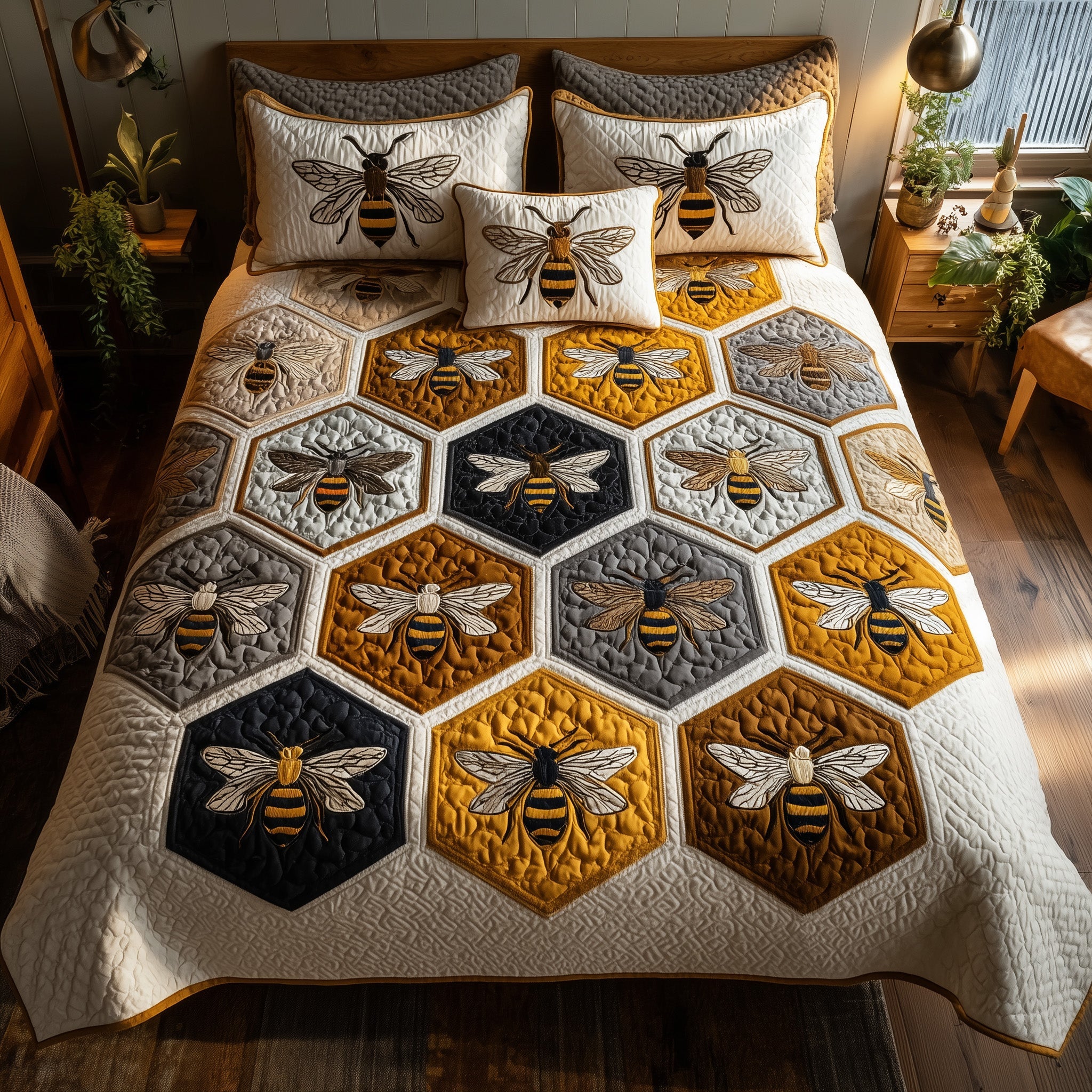 Bee Quilted Bedding Set Duvet Cover Bedspread Unique Bee Gift Ideas