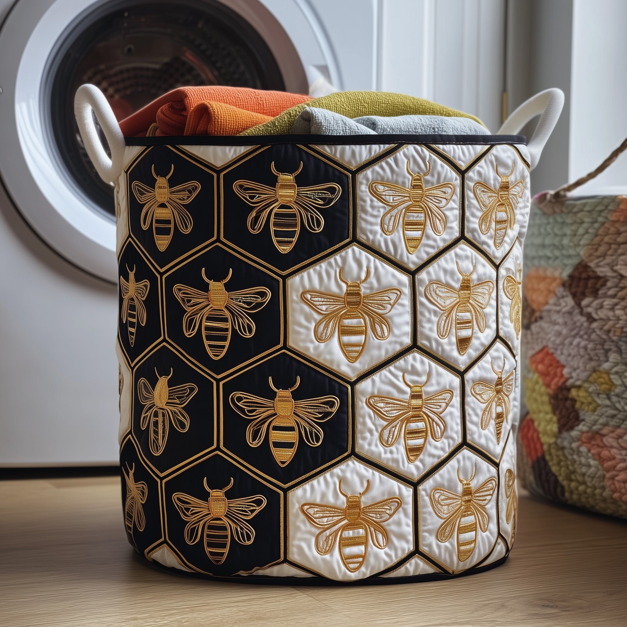 Bee Quilted Laundry Basket Foldable Basket Storage Best Presents For Bee Fans