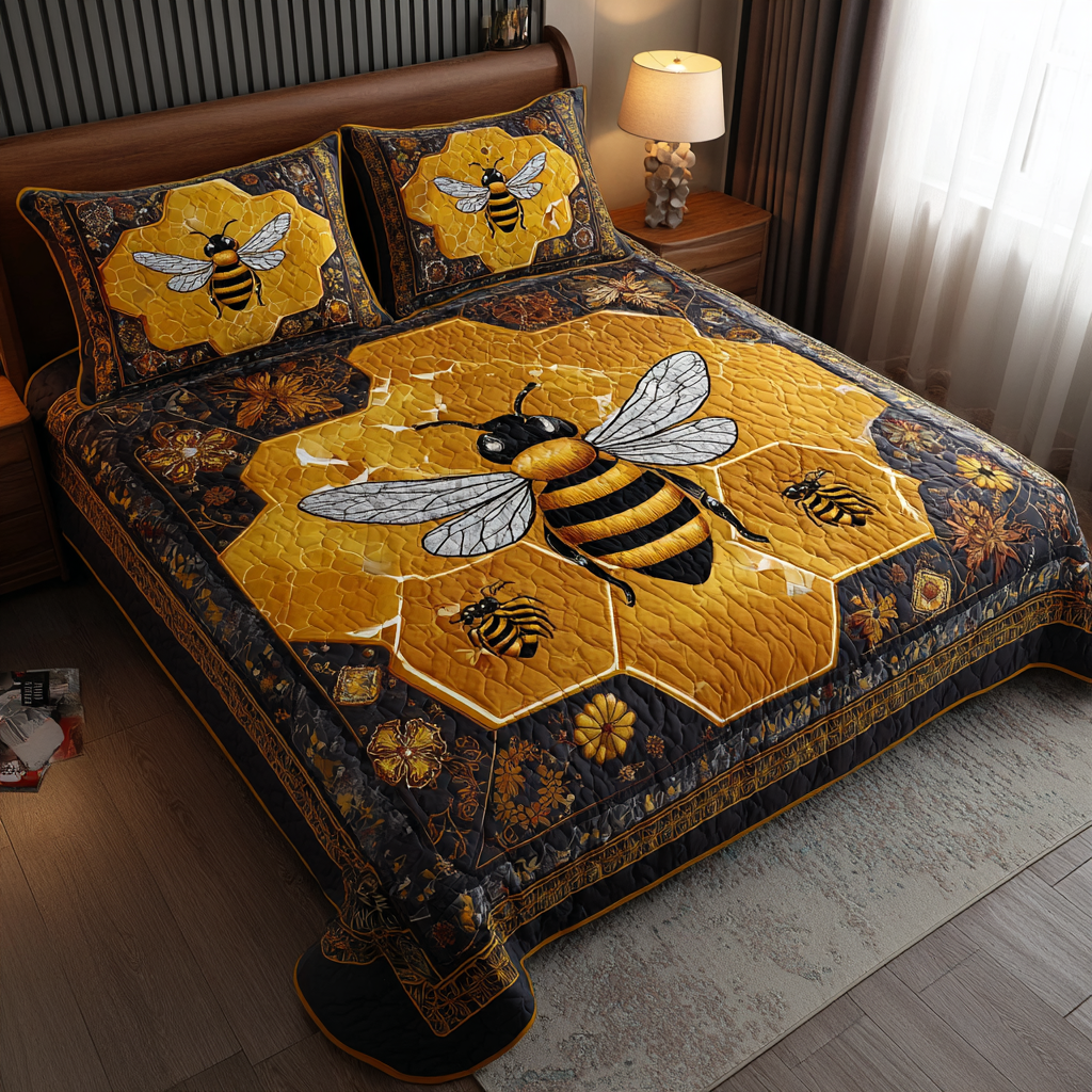 Bee Whisper Quilted Bedding Set Duvet Cover Bed Sheet Set Bee Present Ideas