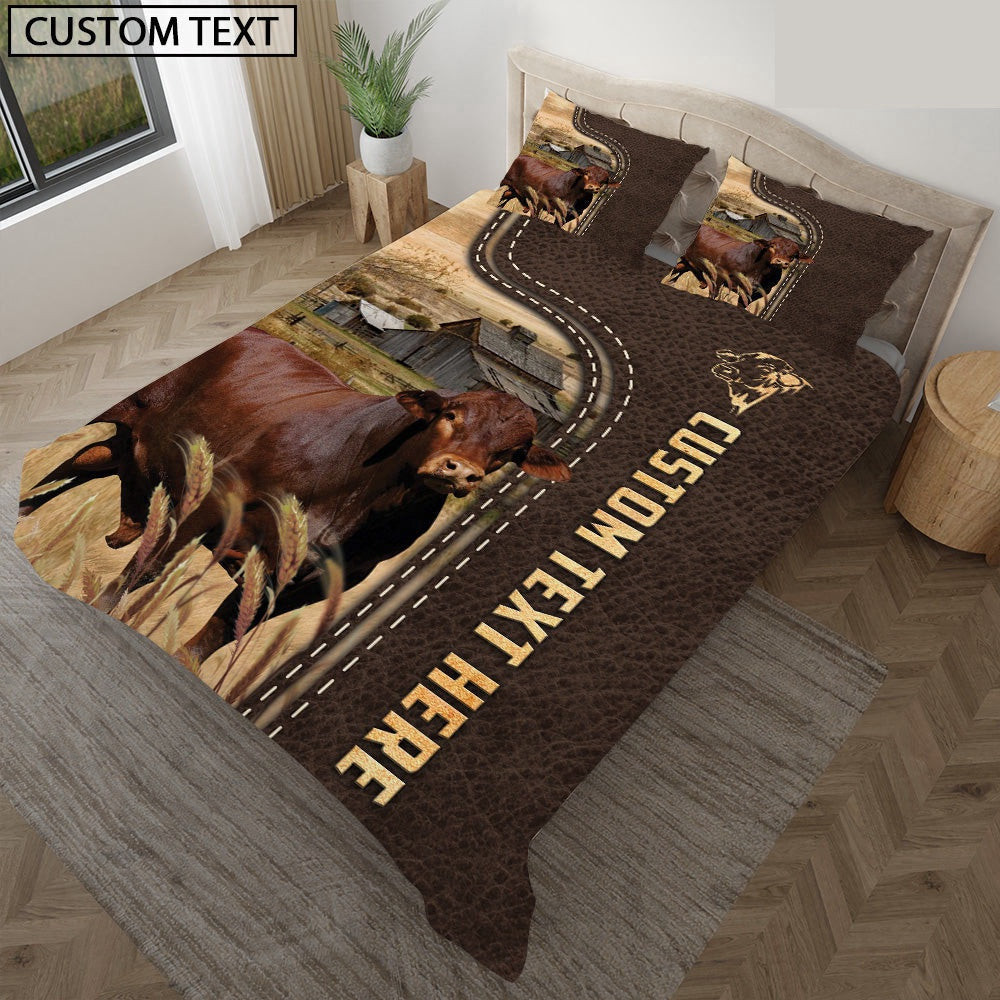 Beefmaster Custom Text Leather Pattern Bedding Set Thoughtful Wedding Gifts