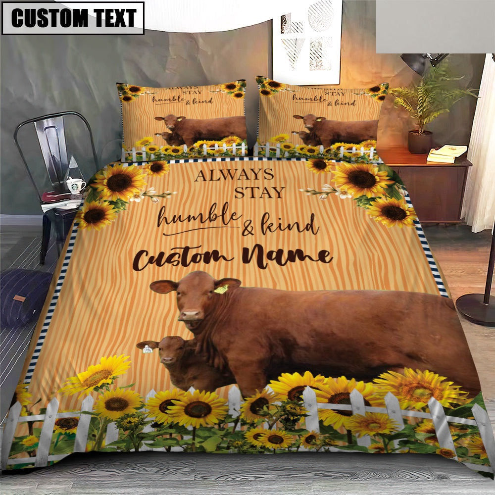Beefmaster Stay Humble And Kind Custom Name Bedding Set Thoughtful Wedding Gifts