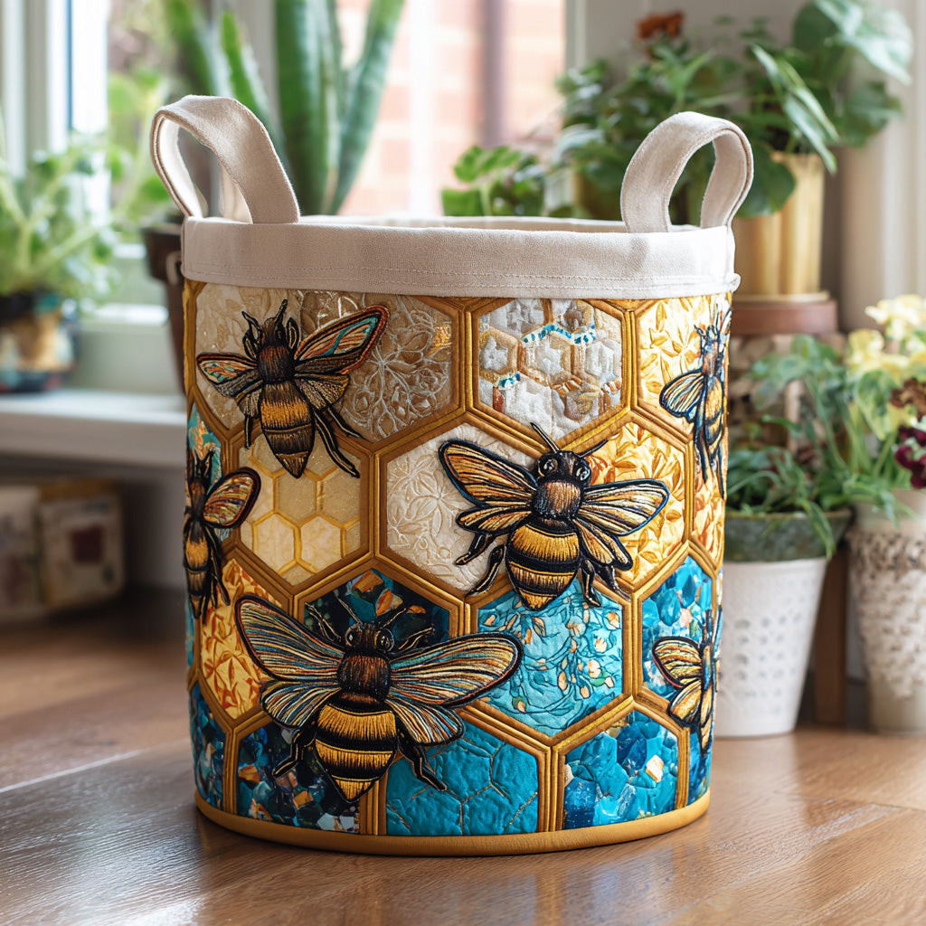 Beehive Charm Quilted Laundry Basket Beautiful Quilted Laundry Hamper Gift for Any Occasion