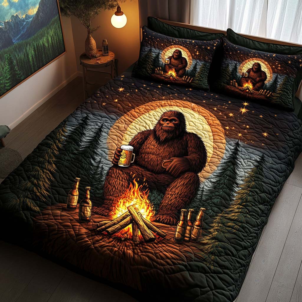 Beer and Stars Quilted Bedding Set Best Comforter Sets Bigfoot Gift Items