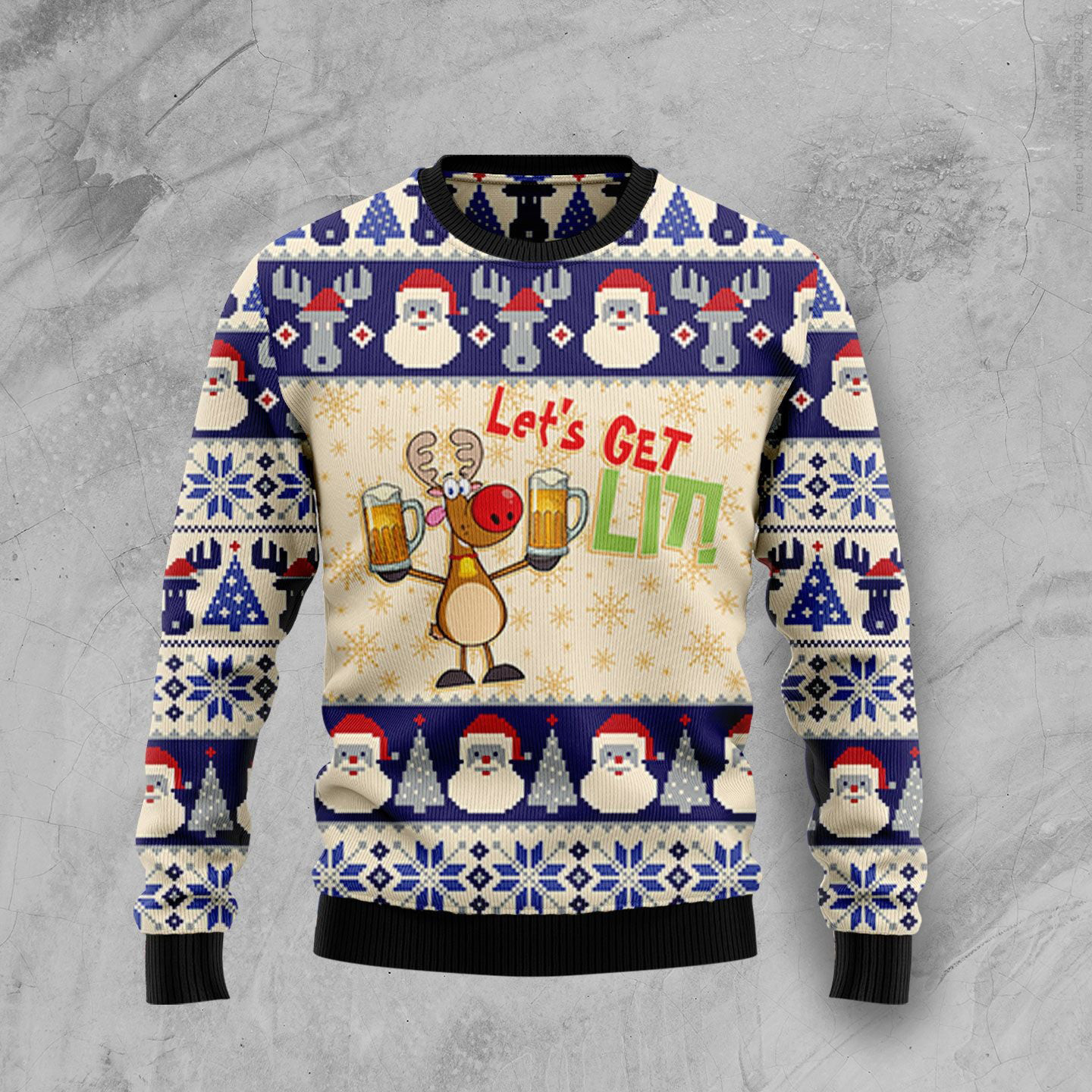 Beer Let_s Get Lit Ugly Christmas Sweater Holiday Clothing Xmas Gifts For Men