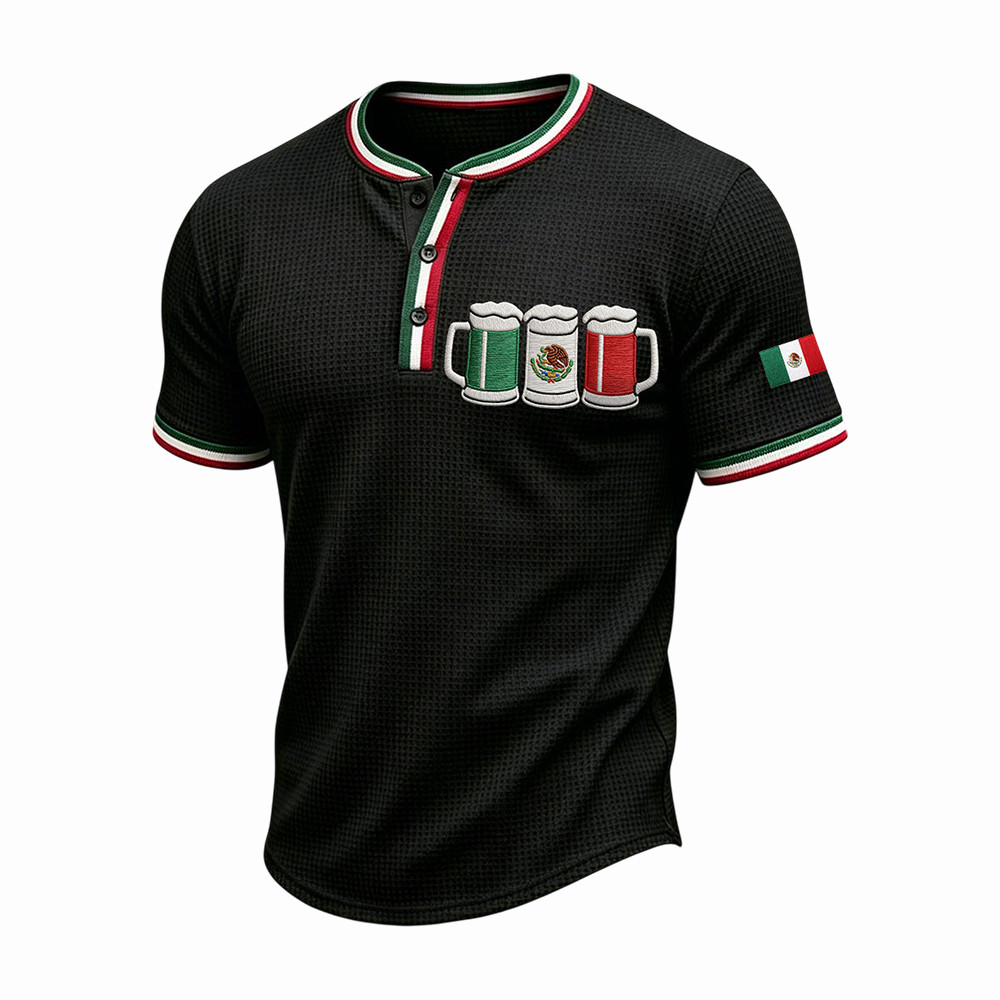 Beer Mexico Henley Shirt Fiesta Mens Clothing Cool Mexican Gifts