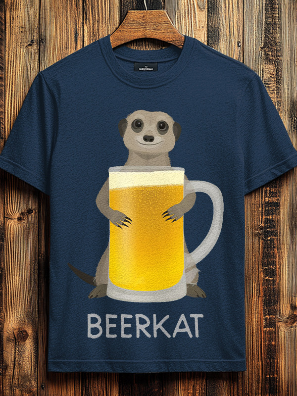 Beerkat A Meerkat A With A Beer Print T-Shirt Birthday Present For Husband