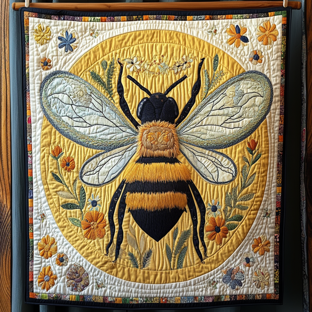 Bee's Bouquet Quilted Blanket Cute Fuzzy Blankets
