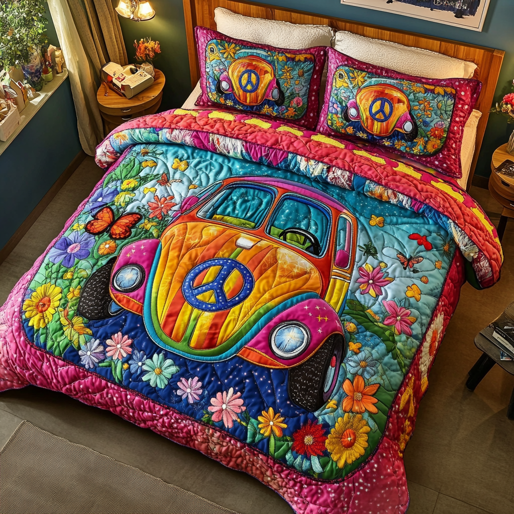 Beetle Adventure Quilted Bedding Set Christmas Bedding Sets Christmas Gift Ideas For Hippies