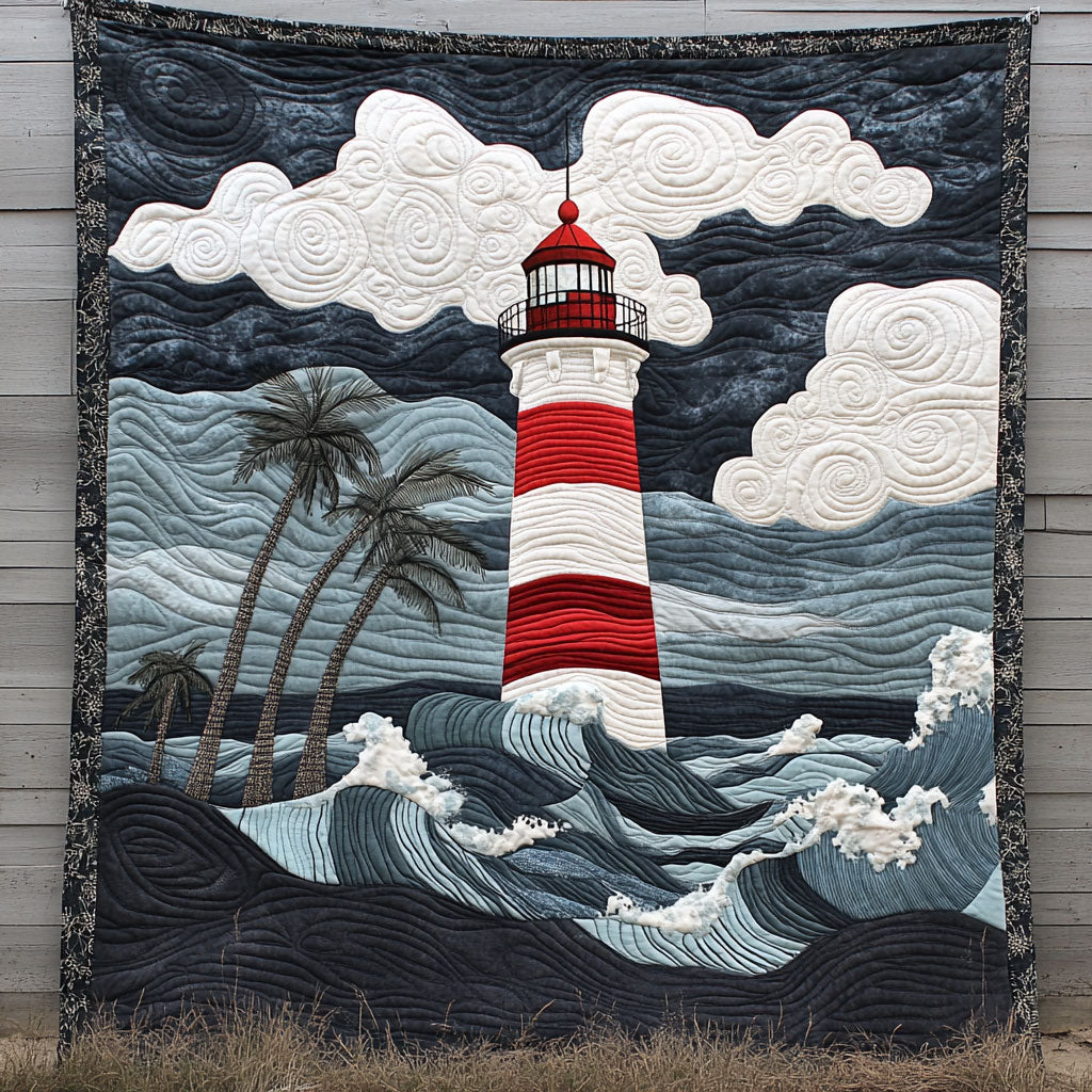 Before The Storm Quilt Blanket Queen Size Blanket Lighthouse Christmas Gifts for Mom