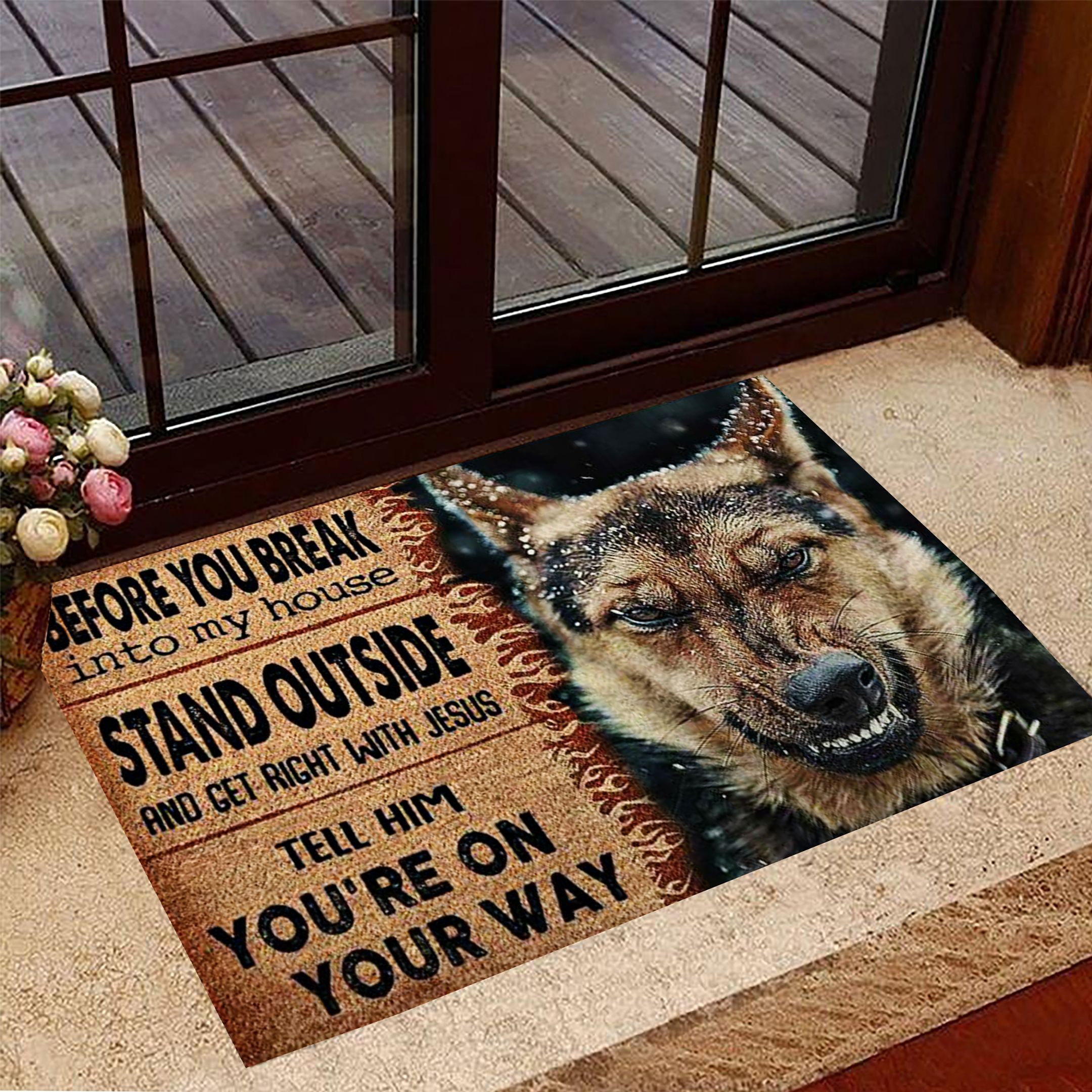 Before You Break Into My House - German Shepherd Dog Coir Pattern Print Doormat