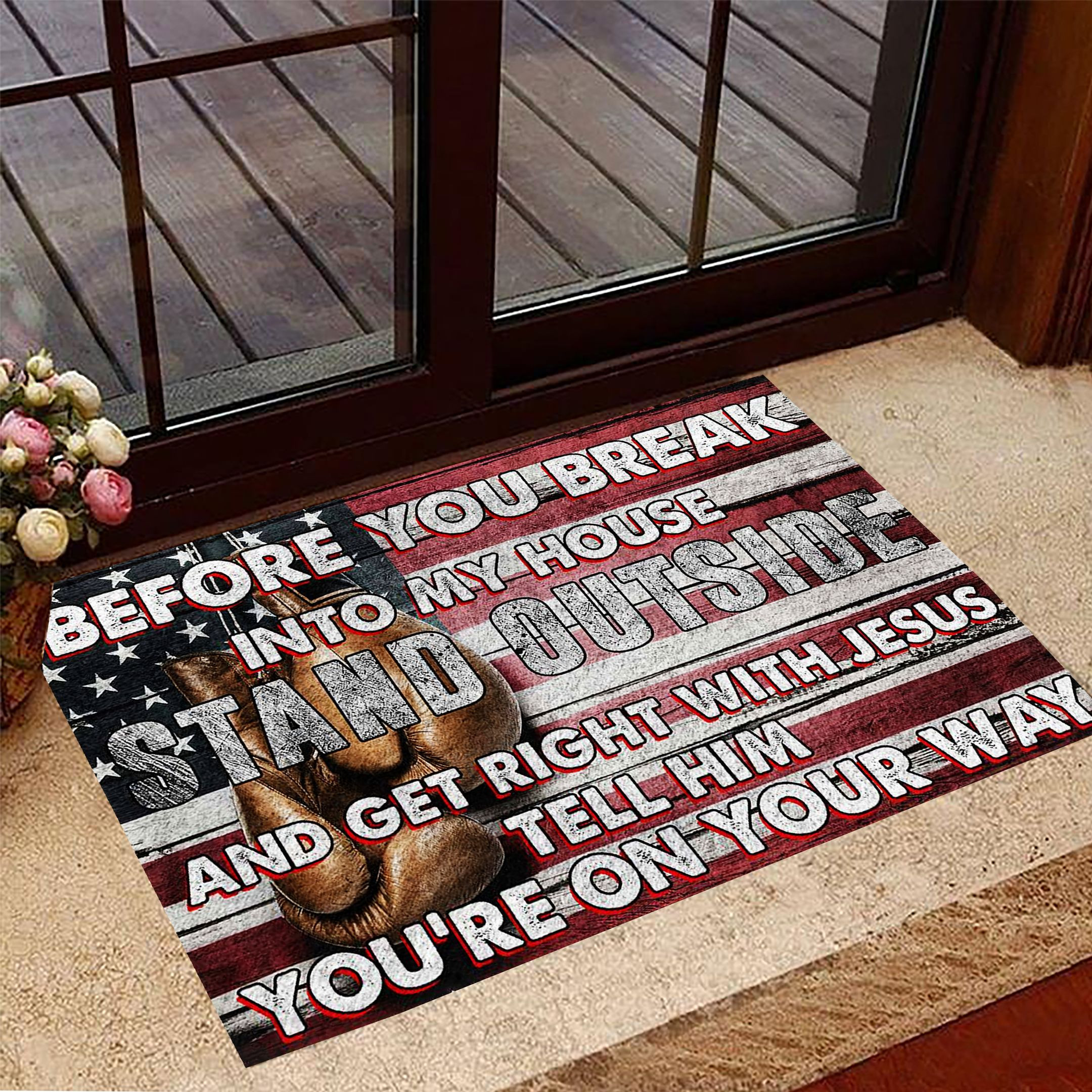 Before You Break Into My House Stand Outside Doormat Boxing Lovers Funny Doormat Sayings