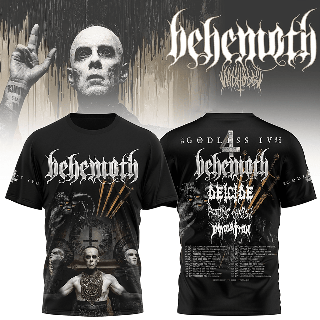 Behemoth The Godless Iv 2026 Tour Shirt Extreme Metal Concert Dates T-Shirt Behemoth Merch
