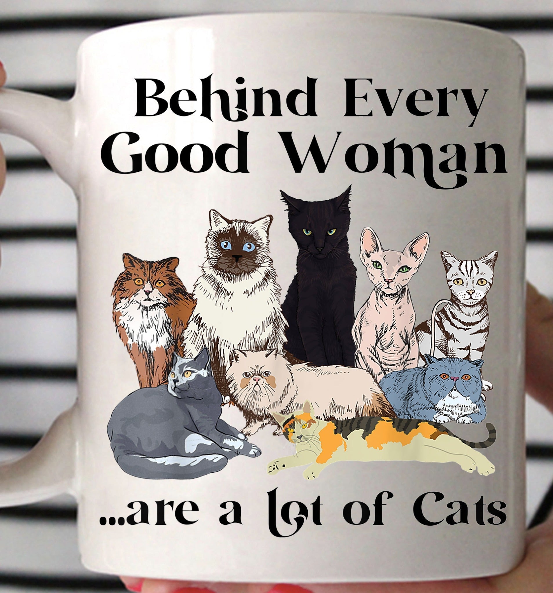 Behind Every Good Woman Are A Lot Of Cats Mug Cute Coffee Mugs For Cat Lovers Behind Every Good Woman Are A Lot Of Cats Mug Cute Coffee Mugs For Cat Lovers
