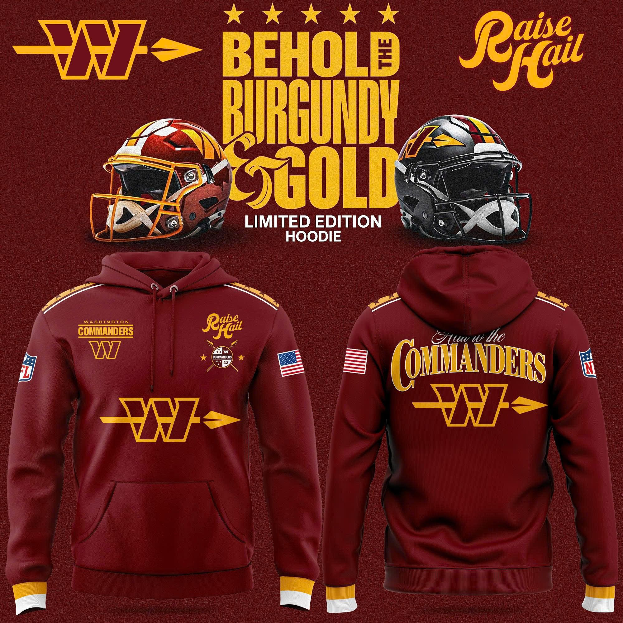 Behold Burgundy And Hold Washington Commanders 2026 Hoodie Football Apparel Fan Gear