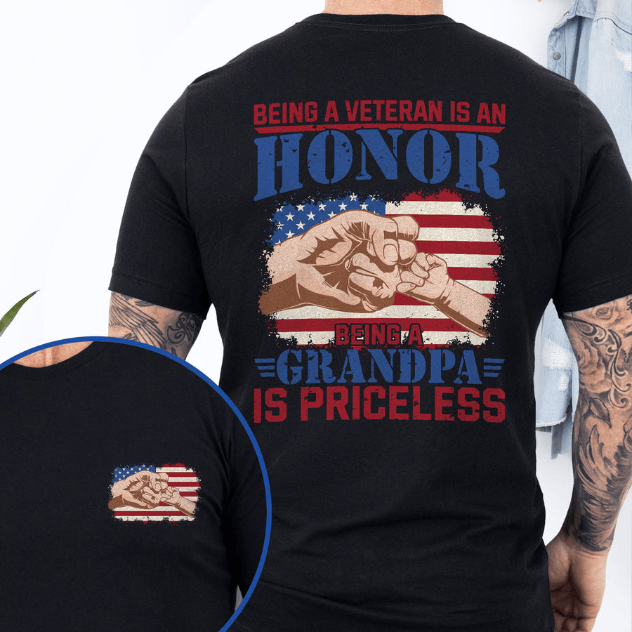 Being A Veteran Is An Honor Being A Grandpa Is Priceless T-Shirt Gift for Veteran Grandpa
