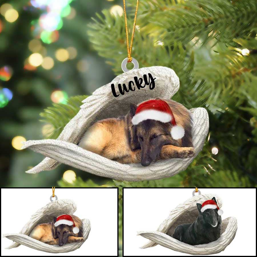 Belgian Shepherd Sleeping Angel Christmas Flat Acrylic Dog Ornament Memorial Dog Gift