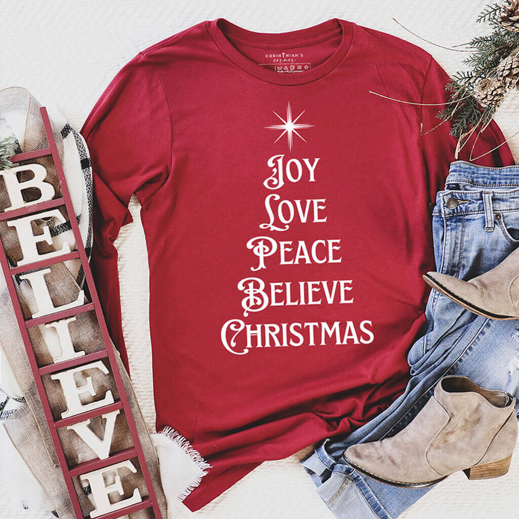 Believe Christmas Long Sleeve Christian Gifts For Women