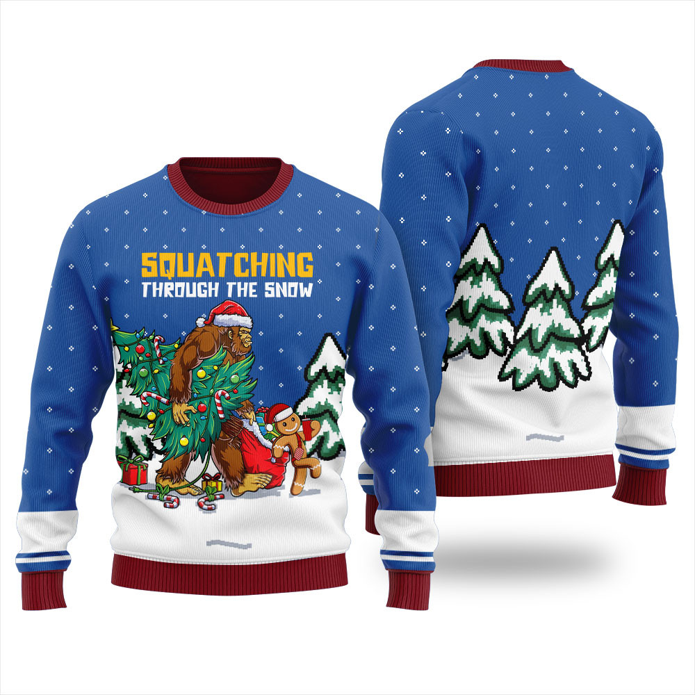 Believe In Bigfoot Mens Ugly Christmas Sweater Meaningful Holiday Gift Merch to Show You Care