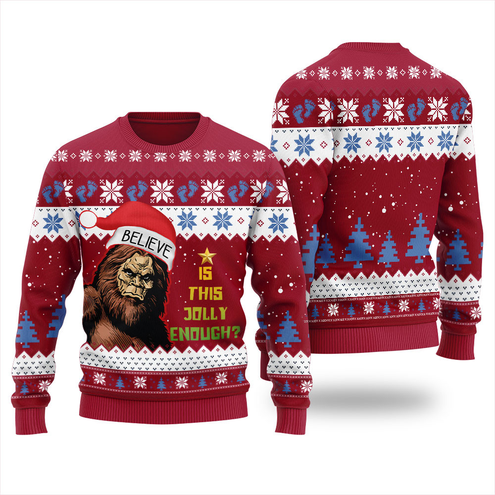 Believe In Bigfoot Ugly Sweater For Men Perfect Gift Sweater for Friends and Family
