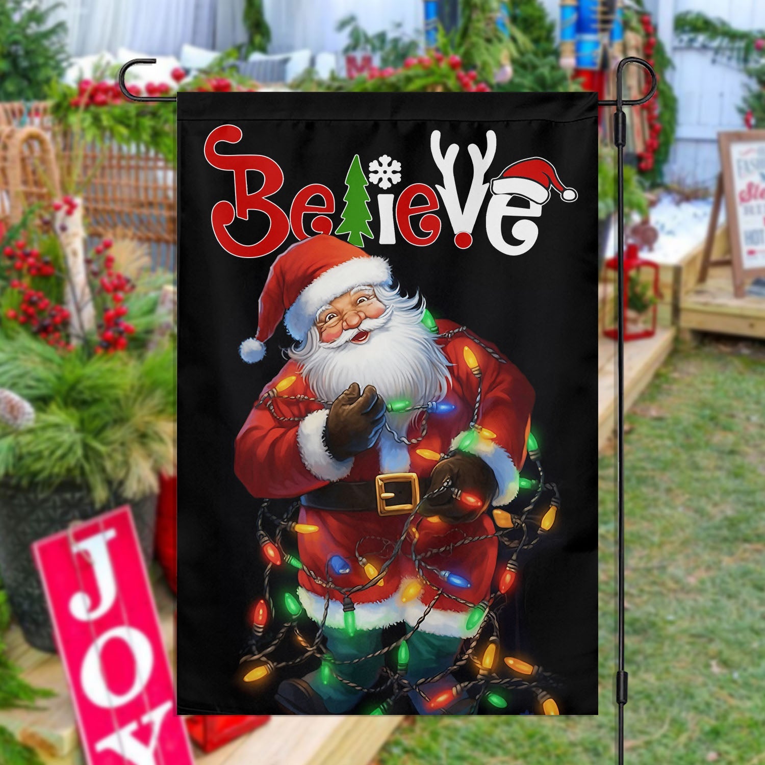 Believe In The Glow Of Christmas Flag Xmas Garden Flag Christmas Gift For Santa Claus Lovers