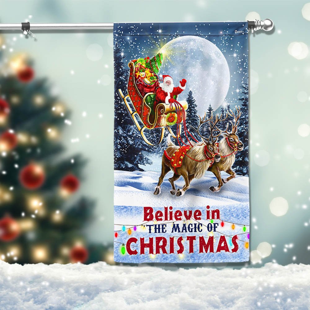 Believe In The Magic Of Christmas Santa S Sleigh Flag