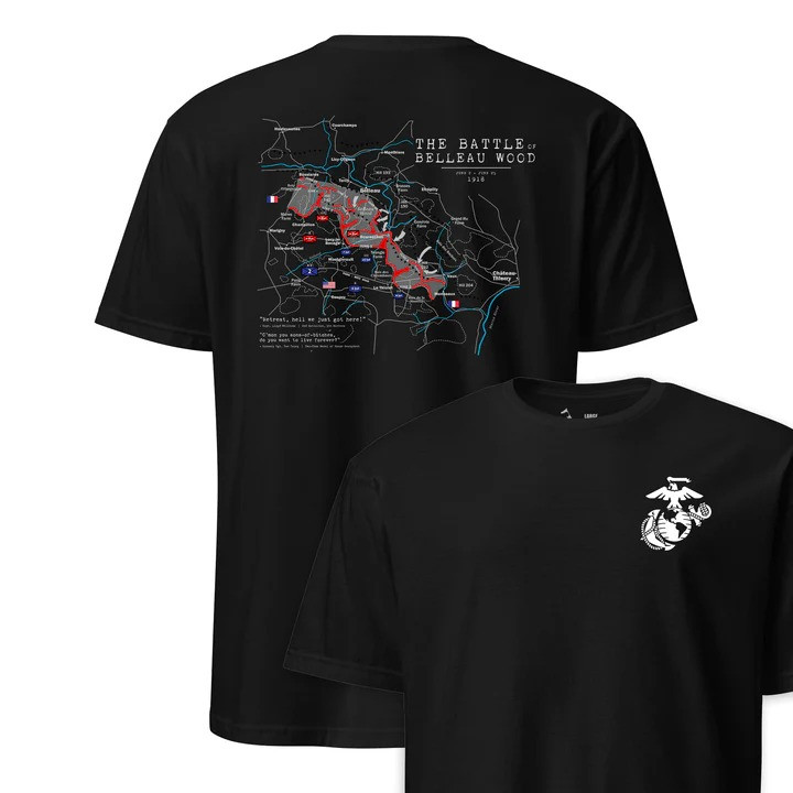 Belleau Wood Battle Map T Shirt Marine Corps History Apparel Gift For Military Collectors
